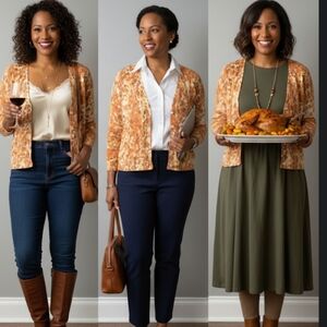 NWOT Talbots Pure Italian Merino Wool Fall Foliage Knit Cardigan Women Sz XL N91